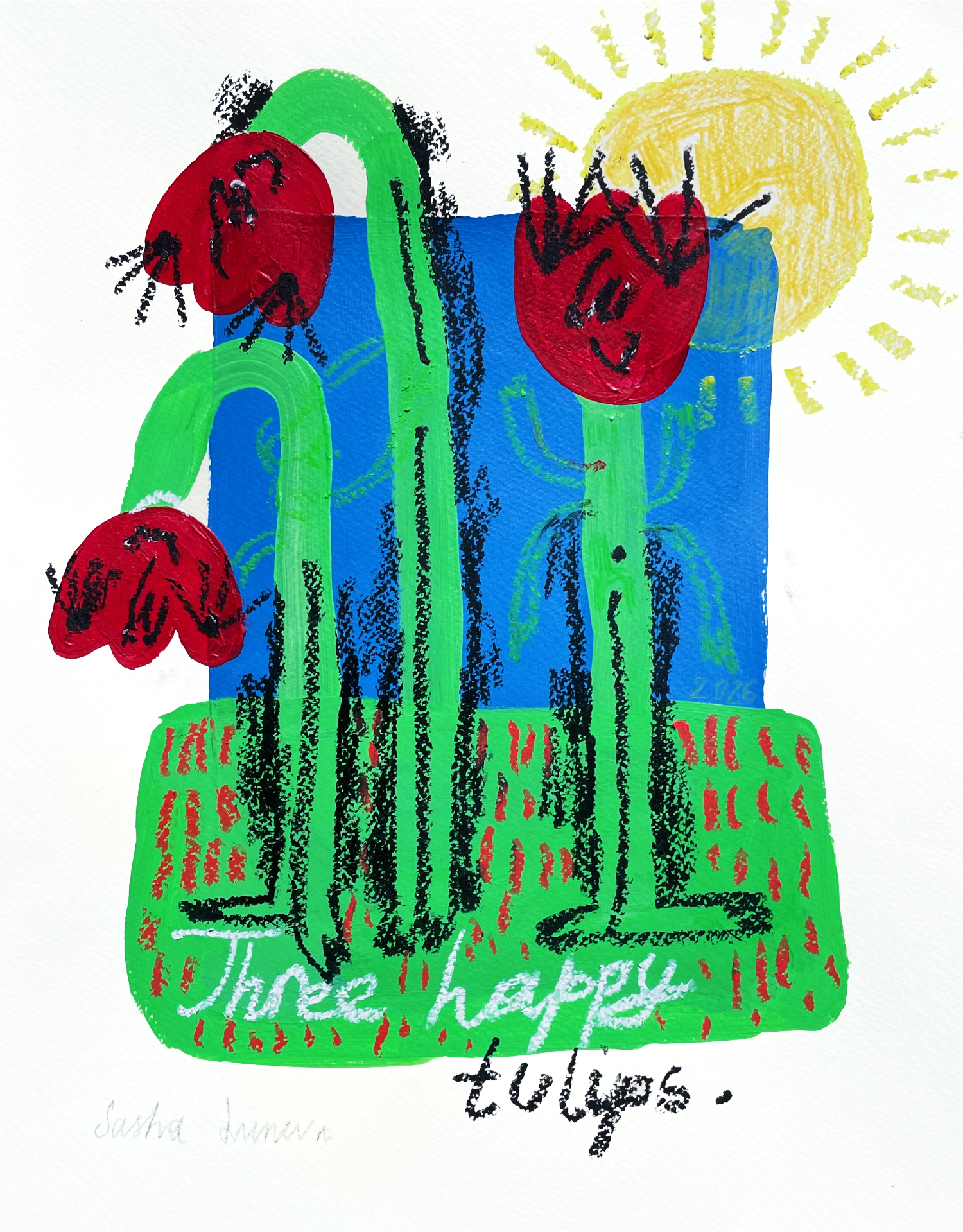 Three happy tulips